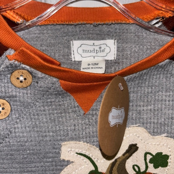 Mud Pie Baby Boys Waffle Weave Baby Pumpkin Bodysuit - Picture 4 of 6